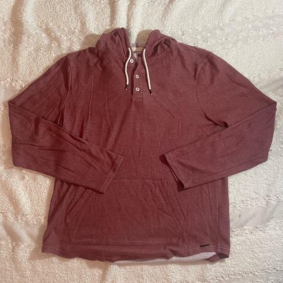 on the byas Other - On The Byas Men’s Hooded Henley Shirt Maroon